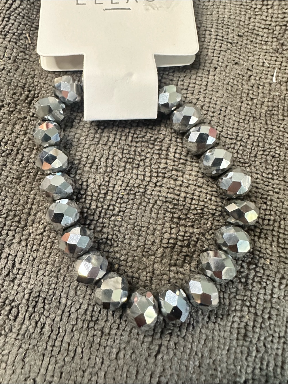 Faceted silver Bead Stretch Bracelet - Silver